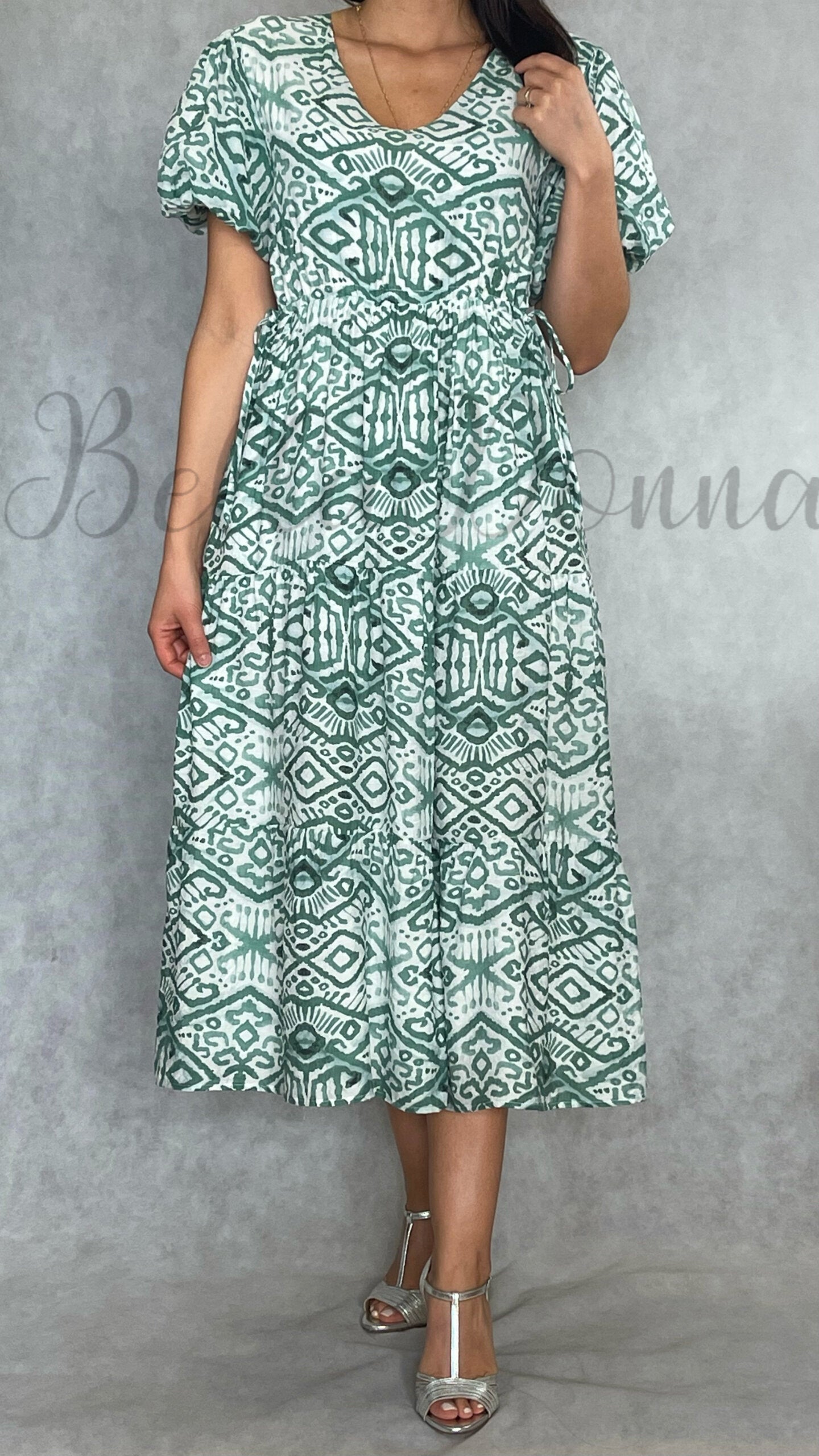 Vestido Manga Balão Verde