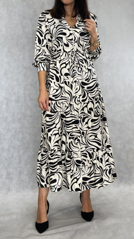 Vestido Comprido Branco/Preto